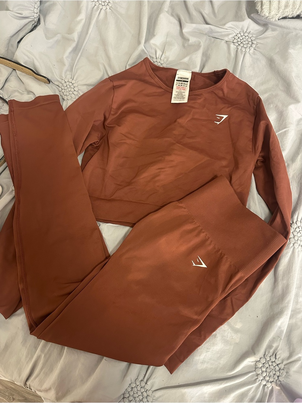 Gymshark Rust Seamless Cropped Top & High-Waist Leggings Set